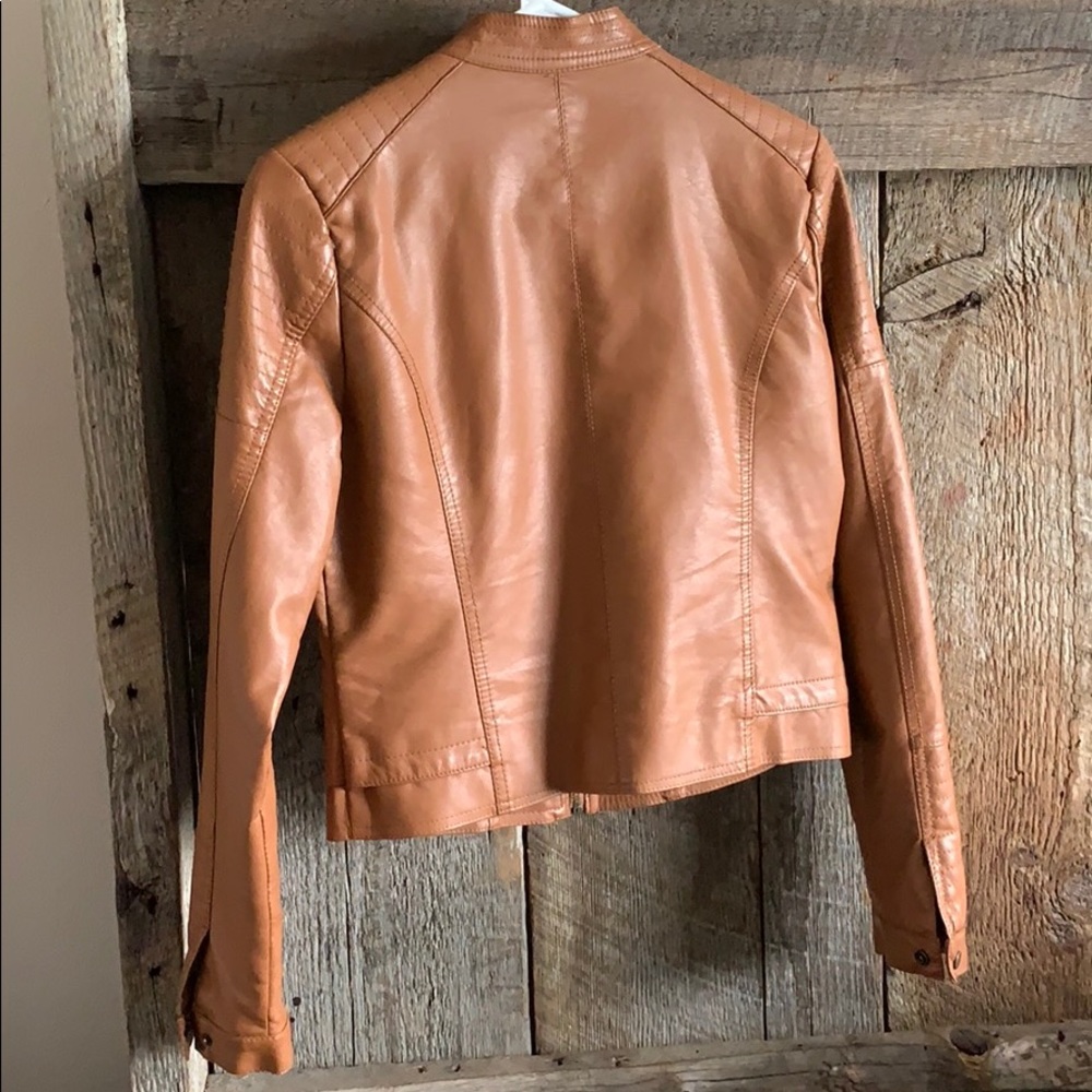 Brown Faux Leather Jacket - Picture 2 of 3